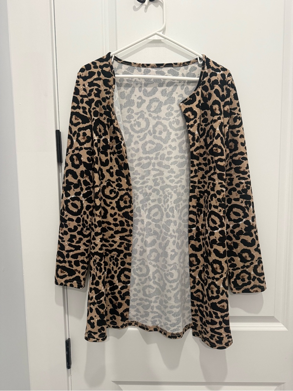 Leopard Print Open Cardigan - Black & Tan
